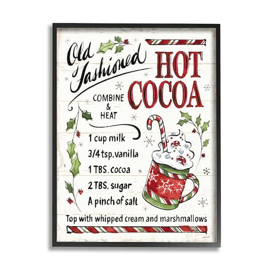 Stupell Industries Old Fashioned Hot Cocoa Recipe with Frame Wall Art